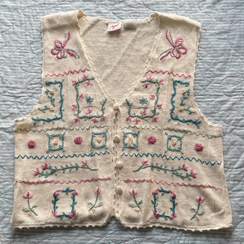 Vintage Embroidered Knit Vest